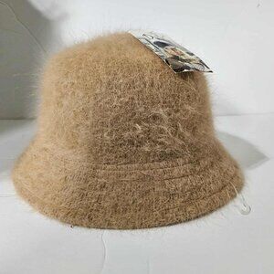 Vintage 90's D&Y Angora Bucket Hat Camel Tan Fuzzy One Size NWT